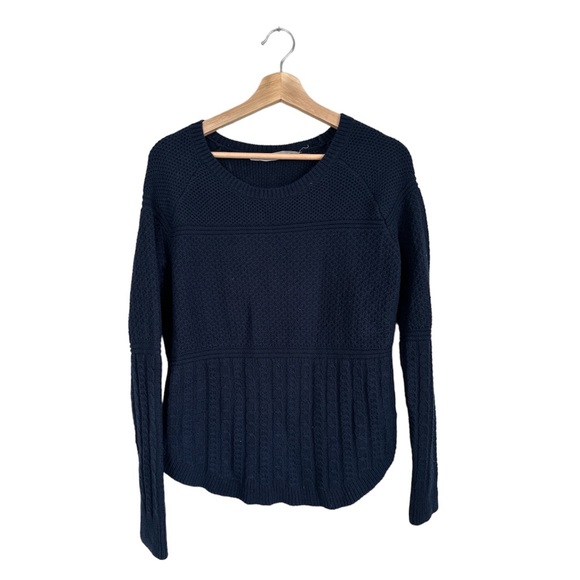 Athleta Borealis Wool Blend knit Sweater pullover in Navy Blue size Medium - Picture 3 of 11